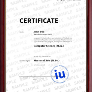 Kaufen Sie online ein Zertifikat der IU International University