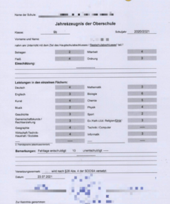 Kaufen Sie online ein Sekundarschulabschlusszeugnis / ein Zeugnis der mittleren Schulstufe