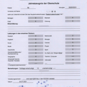 Kaufen Sie online ein Sekundarschulabschlusszeugnis / ein Zeugnis der mittleren Schulstufe