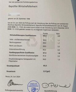 Zeugnis/Notenübersicht online kaufen